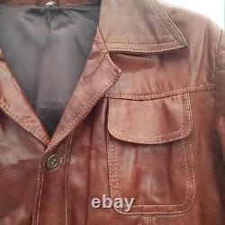 Men's1970's Leather Jacket Car Brown/Tan Good condition for vintage item