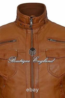 Men's Bomber Leather Jacket TAN'TORNADO' VINTAGE REAL SOFT LEATHER 9265