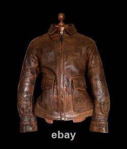 Men's Vintage Style A2 Military Pilot Tan Leather Mens Jacket Handmade Men Wear