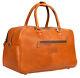 Mens Genuine Tan Leather Overnight Travel Gym Vintage Duffle Luggage Bag