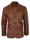 Mens Real Leather Jacket Black Smart Casual Classic Blazer Retro Vintage