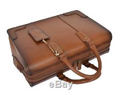 Mens Real Leather Vintage Doctor Bag Document Organiser Briefcase Tan