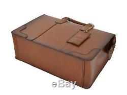 Mens Real Leather Vintage Doctor Bag Document Organiser Briefcase Tan