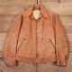 Mens Vintage 40s Brown Tan Leather Biker Sherpa Lined Jacket M 40 R19794