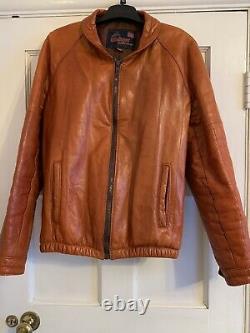 Mens Vintage Leather Jacket Tan Windsor Leatherwear Large
