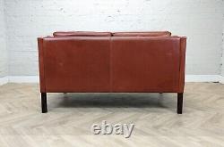 Mid-Century Modern Vintage Danish Cognac Tan Leather 2 Seater Sofa by Stouby