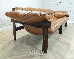 Mid-Century Vintage Brazilian Tan Leather 3 Seater MP-41 Sofa by Percival Lafer