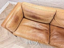 Mid-Century Vintage Danish Tan Leather 2.5 Seater Sofa'MH2225' by Mogens Hansen