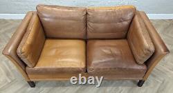 Mid-Century Vintage Danish Tan Leather 2 Seater Sofa'MH2225' by Mogens Hansen