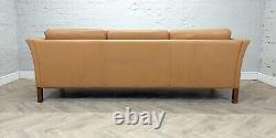 Mid-Century Vintage Danish Tan Leather 3 Seater Sofa'MH2225' by Mogens Hansen