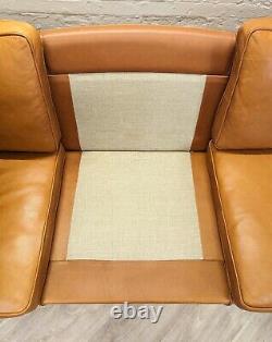Mid-Century Vintage Danish Tan Leather 3 Seater Sofa by Georg Thams for Grant
