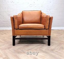 Mid-Century Vintage Danish Tan Leather Lounge Armchair by Georg Thams for Grant