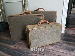 Mint! Vintage Hartmann Luggage 3 Piece Set Tan And Brown Tweed/leatherestate