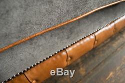 Modern Slate Grey Velvet Vintage Antique Tan Leather 3 Seater Chesterfield Sofa