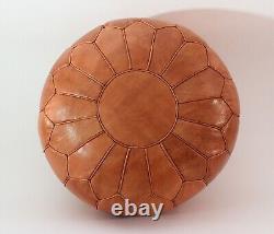 Moroccan Vintage Natural Tan Leather Large Pouf Footstool COVER ONLY or STUFFED