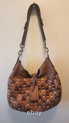 Mulberry Rio Jenna Vintage Hobo Brown Woven Leather Handbag Shoulder Bag
