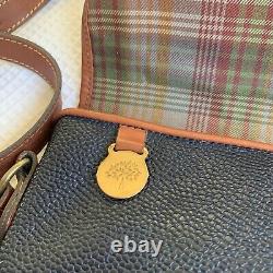 Mulberry Scotchgrain Leather Navy Blue & Tan Satchel / Cross-body Bag Vintage