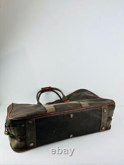 Mulberry Suitcase Vintage Green and Tan Leather Scotchgrain Logo Soft Sided
