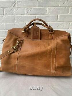 Mulholland Brothers Vintage Leather Widemouth Duffel Bag Carry On Weekender
