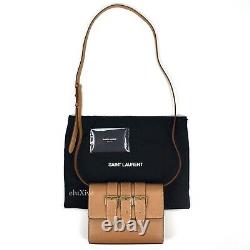 NWT $1850 Saint Laurent YSL Vintage Tan Leather 3 Buckle Shoulder Bag AUTHENTIC