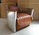 New Aviator Rocket Tub Chair Office Home Retro Industrial Vintage Tan Leather
