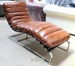 New Bilbao Chaise Lounge Loungue Daybed Vintage Tan Leather