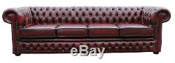 New Chesterfield Sofa 4 Seater Genuine Leather Couch Antique Handmade Vintage