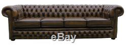 New Chesterfield Sofa 4 Seater Genuine Leather Couch Antique Handmade Vintage