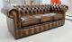 New Chesterfield Tufted Buttoned 3 Seater Sofa Couch Real Vintage Tan Leather