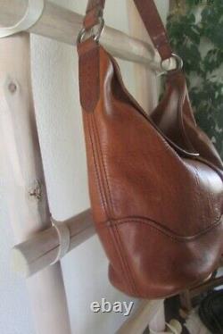 New Frye Distress British Tan Leather ML Flap Cover Hobo Vintage Look