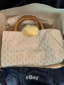 New Vintage Beige / Tan Gucci Satchel Monogram Leather Coated Canvas Handbag