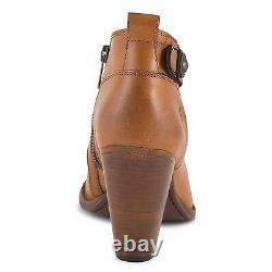 New in Box Womens Frye Jenny Button Short Tan Vintage Leather Boots Size 9.5