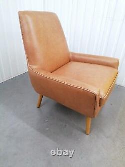 Oak Furnitureland Lund Accent Chair in Vintage Tan Leather RRP £799