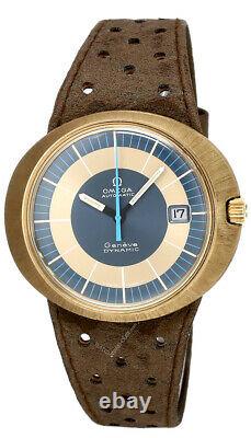 Omega Dynamic Circa 1969 Vintage Blue/Gold Auto Leather Men's Watch 166.039