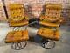 Original Vintage Danish 1970 Pair of Ekrones Reclining Leather Chairs and Stool