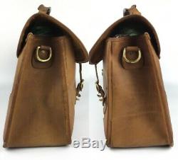 Orvis Tan Saddle Leather Briefcase Messenger Bag No Strap 18X13 Vintage USA Made