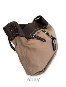 PRADA vintage Tan Nylon Brown Leather Tote bag