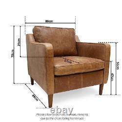 Pair Of Vintage Leather Club Arm Chair And StooI Vintage Tan Leather The Dane