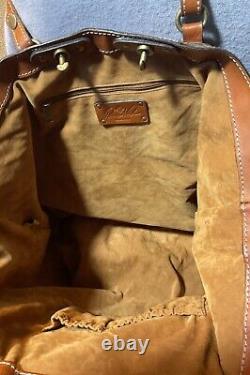 Patricia Nash Italian Leather Vintage Patch Multi Double Turn Lock Shoulder Bag