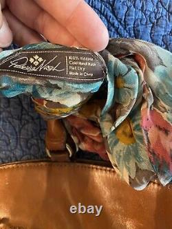 Patricia Nash Zorita Vintage Frame Leather Satchel Scarf New $249 Tan Kisslock