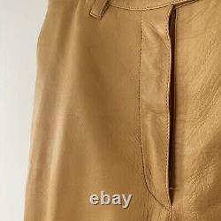 Prada Vintage Tan Leather Straight Pants EU40