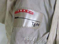 Prada Womens Vintage Rare Suede Leather Tan Brown Jacket Bomber TG44 / 8 UK