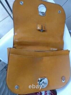 Pratesi ladies handbag tan leather briefcase shoulder strap bag vintage Italian