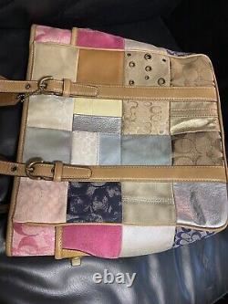 RARE VTG Coach Patchwork Tote BO6Q-10001 Logo Leather Suede Jacquard with WALLET