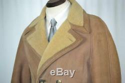 RARE Vintage J. Press Full Length Tan Leather Shearling Coat 38 40 R or Medium