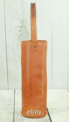 RARE! Vintage! LL Bean Womens Tan Leather Wine Tote Bag