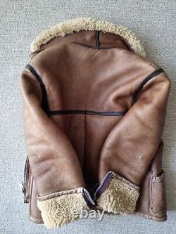 RD Vintage Sheepskin Aviator Tan Leather Jacket Made in England 38 Medium