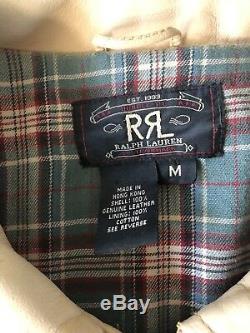 RRL Ralph Lauren Medium Tan Brown Leather Jacket Cowboy VTG Ranch Polo Rugged