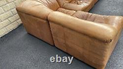 Rare Halo Vintage De Sede Style 4 Piece Sectional Leather Tan Corner Sofa