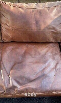 Rare Halo Vintage Tan Leather Corner Sofa 3 Seater Storage